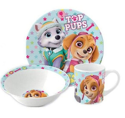 Geschirrset Porzellan, Paw Patrol Skye, 3 teilig in Geschenkverpackung