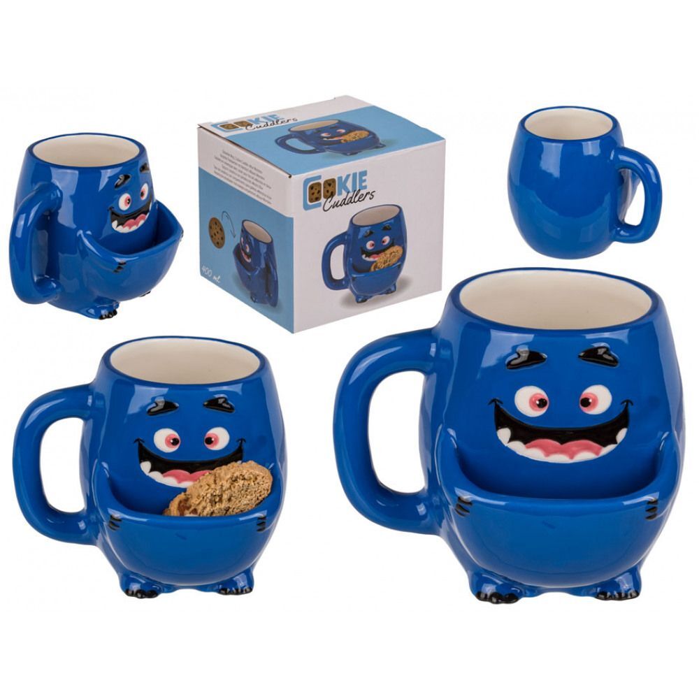 Tasse mit Keksfach, blaues Monster, Keramik 400ml