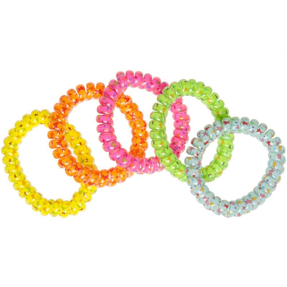 Spiral-Haargummi / Armband Neonfarben mit Sterne
