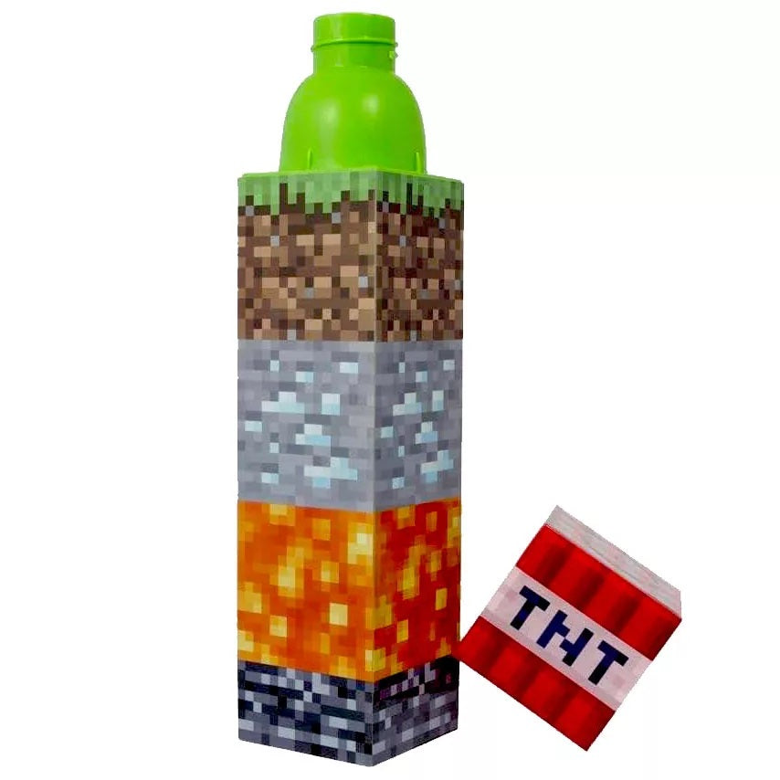 Minecraft TNT Kunststoffflasche eckig 650ml