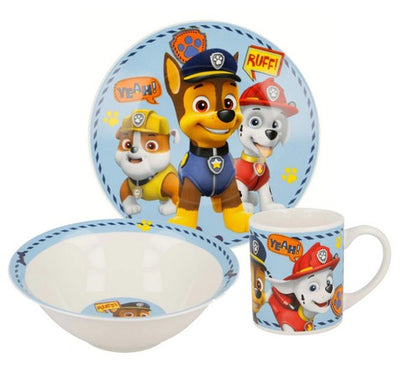 Geschirrset Porzellan, Paw Patrol, 3 teilig in Geschenkverpackung