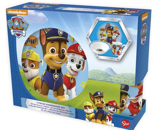 Geschirrset Porzellan, Paw Patrol, 3 teilig in Geschenkverpackung