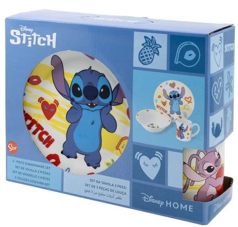 Geschirrset Porzellan, Stitch, 3 teilig in Geschenkverpackung