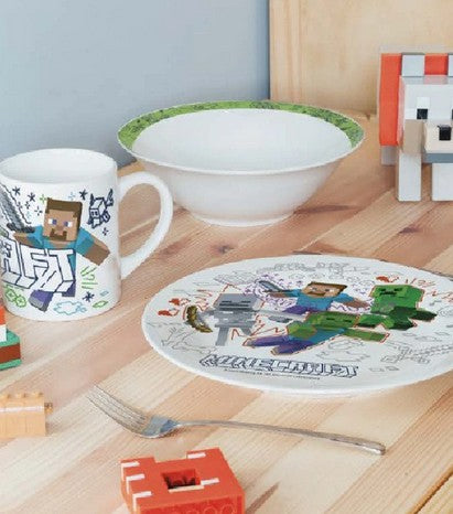 Geschirrset Porzellan, Minecraft, 3 teilig in Geschenkverpackung