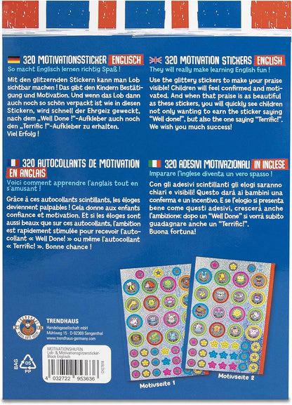 Glitzersticker Englisch, perfekt für Schulaufgaben