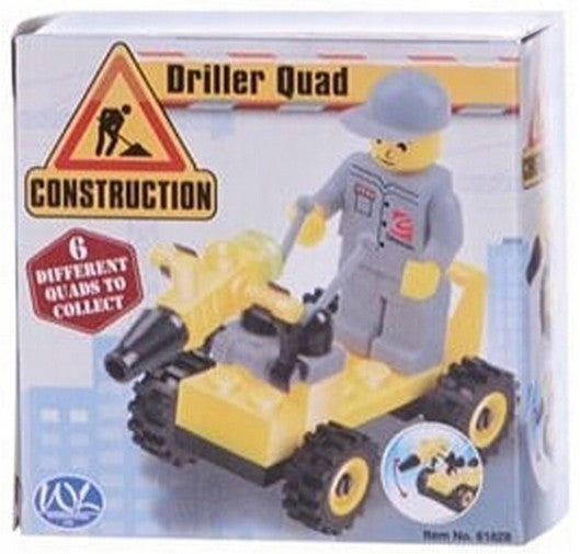 Klemmbausteine-Set 6 Quad-Fahrzeuge, Rennauto, Polizei, Feuerwehr, Baustelle, Militär