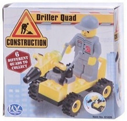 Klemmbausteine-Set 6 Quad-Fahrzeuge, Rennauto, Polizei, Feuerwehr, Baustelle, Militär
