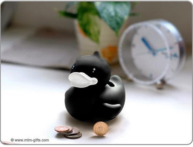 B. Duck Ente Spardose, Badeente schwarz
