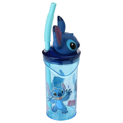 Stitch Trinkbecher mit 3D Figur und Strohhalm, 360ml