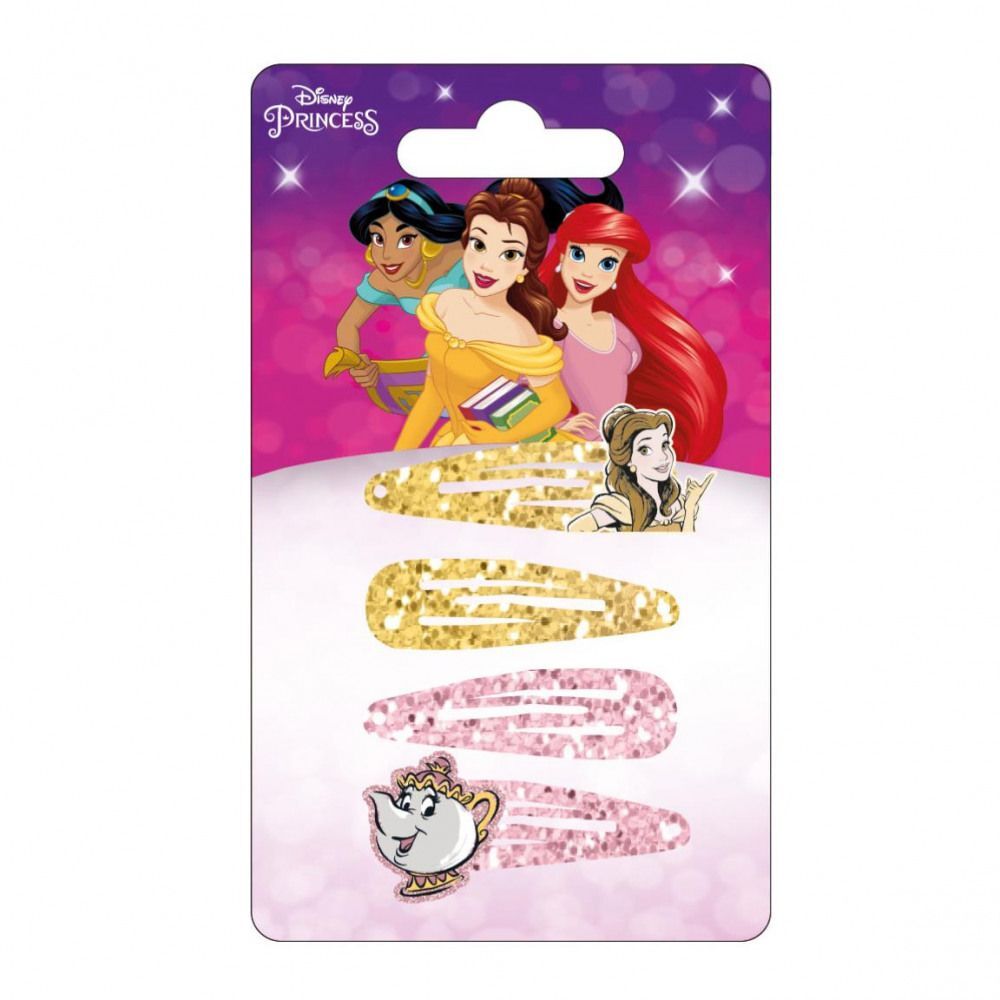 4 Glitzer Haarspangen Disney Prinzessin Belle von die Schöne und das Biest