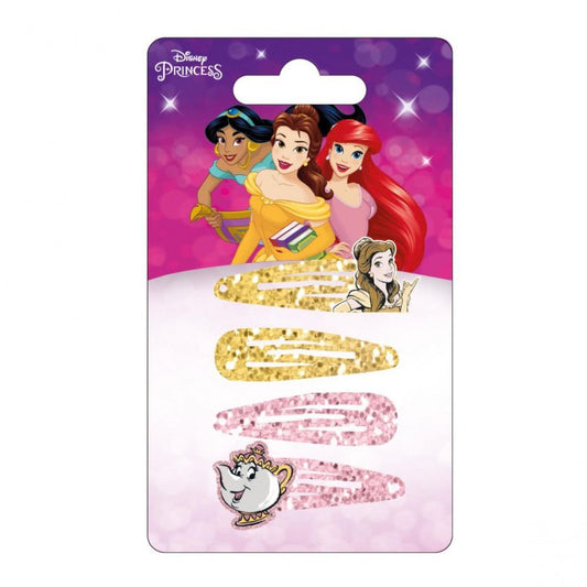 4 Glitzer Haarspangen Disney Prinzessin Belle von die Schöne und das Biest